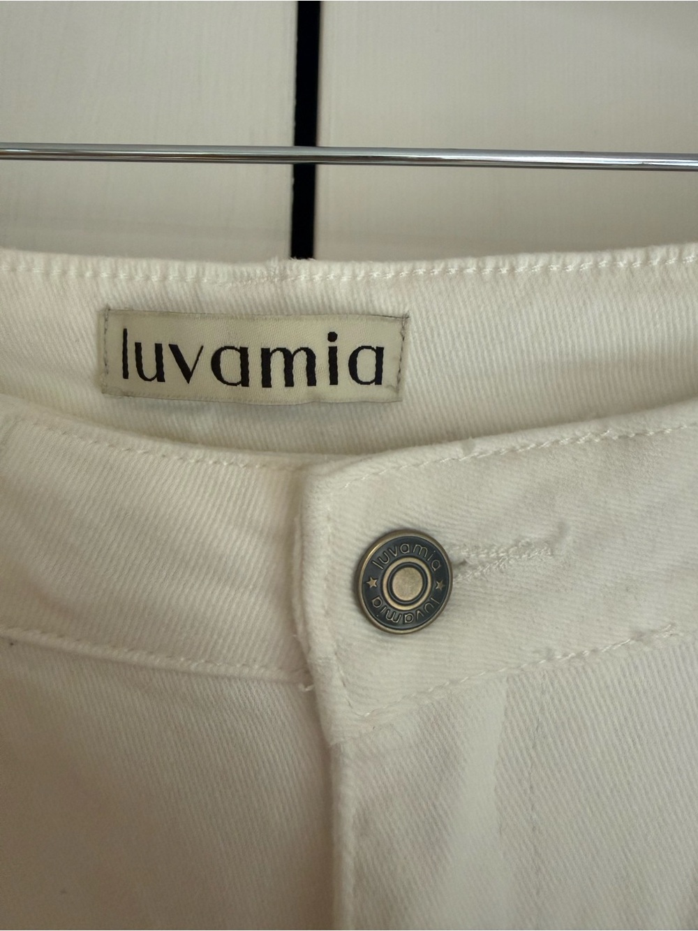 Luvamia Women’s White Denim Preppy Feminine Classic White Jean Pants Size Large - Picture 3 of 9